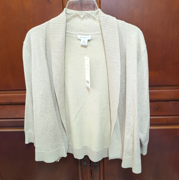 🆕Eclectic Studios 🤎Cardigan XL Draped Open Front Knit 3/4 Sleeve Sweater NWT - Picture 9 of 9